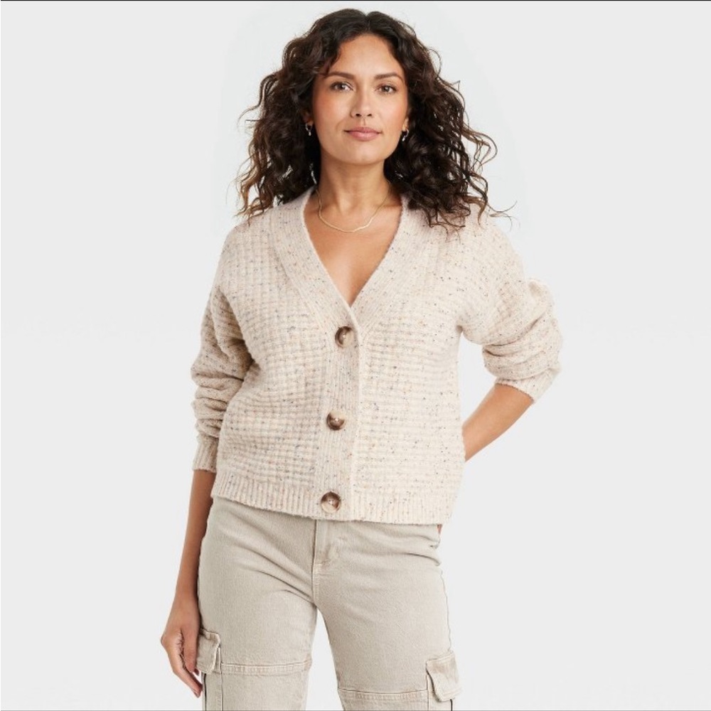 UNIVERSAL THREAD CASHMERE-LIKE CARDIGAN SWEATER Cream sz M Medium NEW NWT
